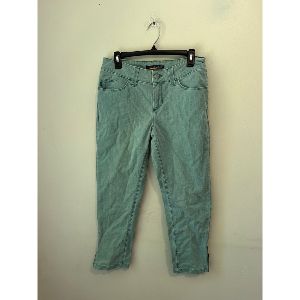 Lee Shapetastic Hidden Hold Sage Green Cropped Zipper Ankle Jeans 8M 35244G5